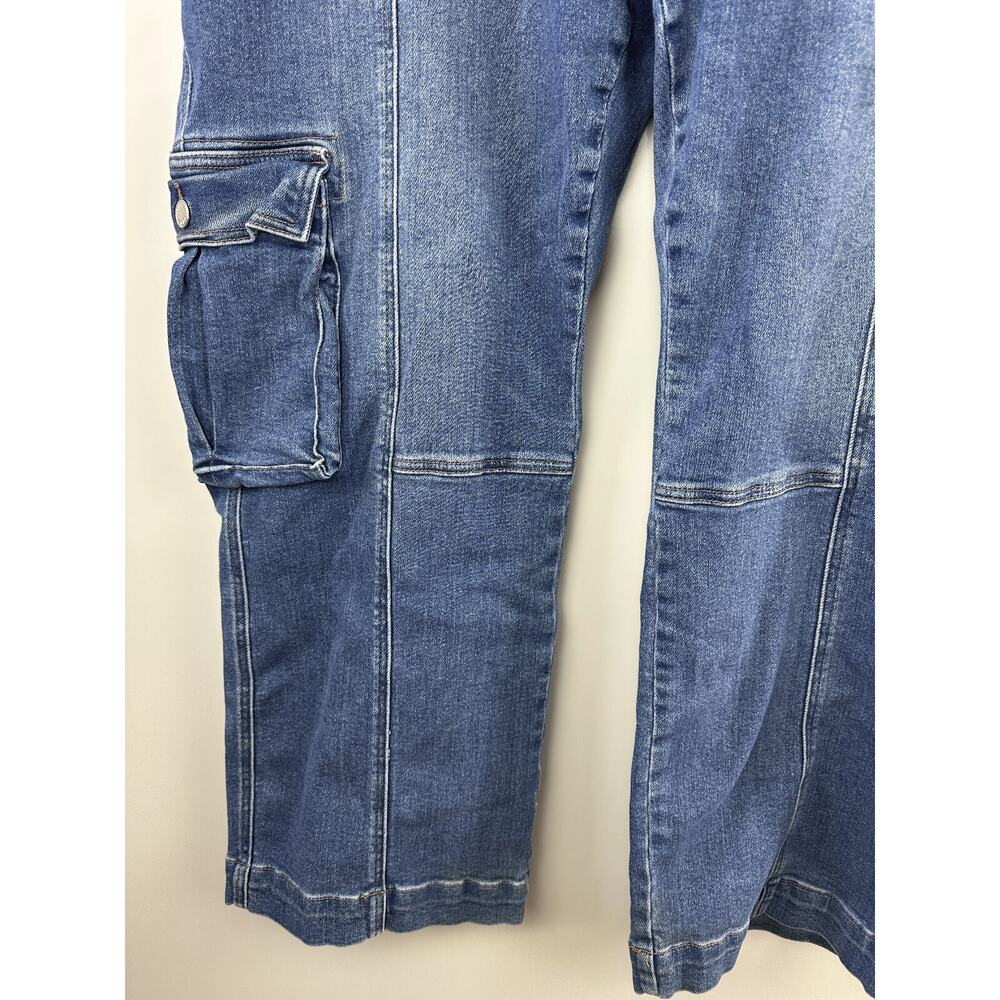 Judy Blue Macon Cargo Wide Leg Jeans High Rise Blue Denim Women's Plus Size 24W - Picture 14 of 16